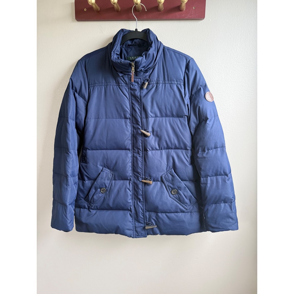 Lauren Ralph Lauren Navy Blue Quilted Puffer Jacket Toggle Closure Small